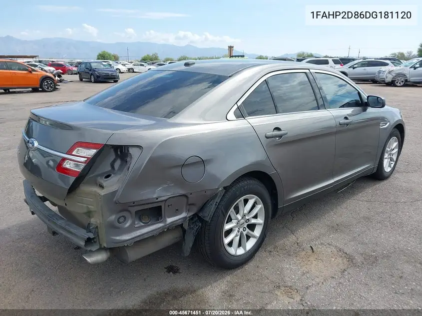 2013 Ford Taurus Se VIN: 1FAHP2D86DG181120 Lot: 45671451