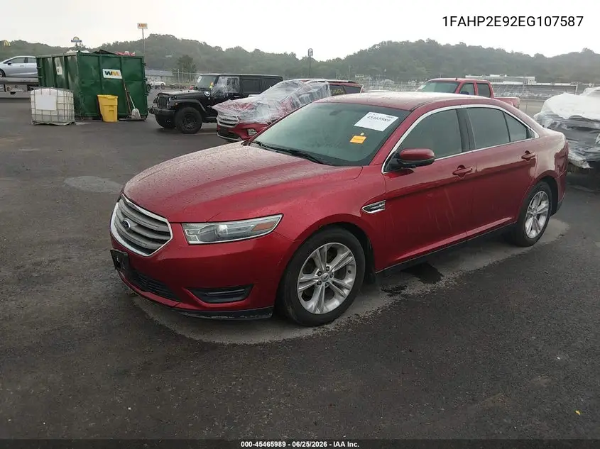 2014 Ford Taurus Sel VIN: 1FAHP2E92EG107587 Lot: 45465989
