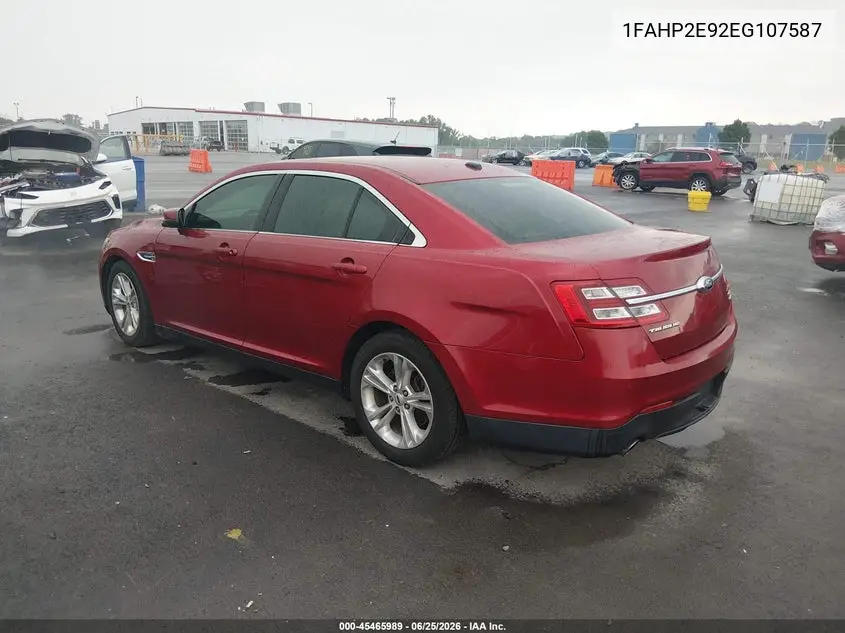 2014 Ford Taurus Sel VIN: 1FAHP2E92EG107587 Lot: 45465989