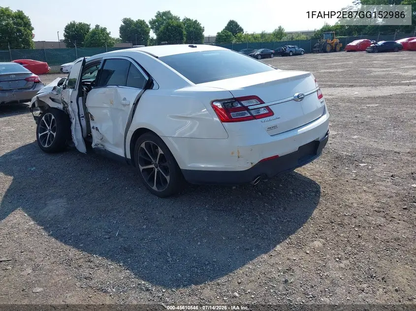 2016 Ford Taurus Sel VIN: 1FAHP2E87GG152986 Lot: 45610546