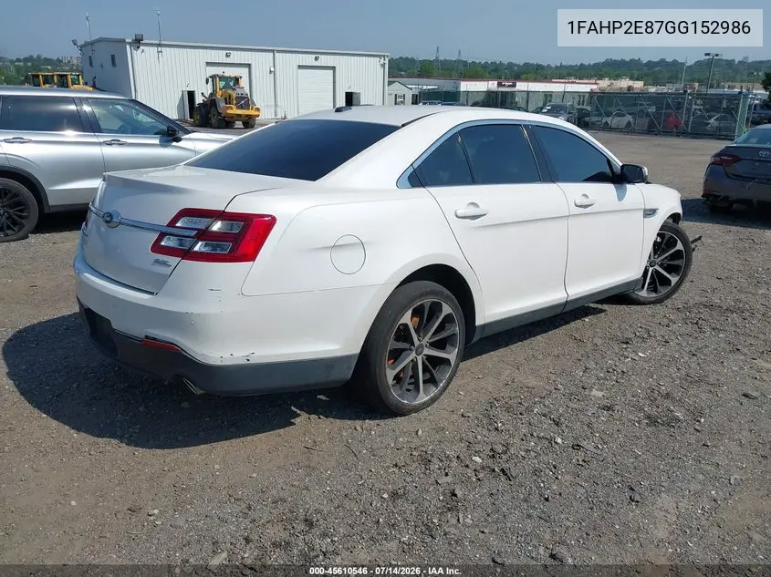 2016 Ford Taurus Sel VIN: 1FAHP2E87GG152986 Lot: 45610546
