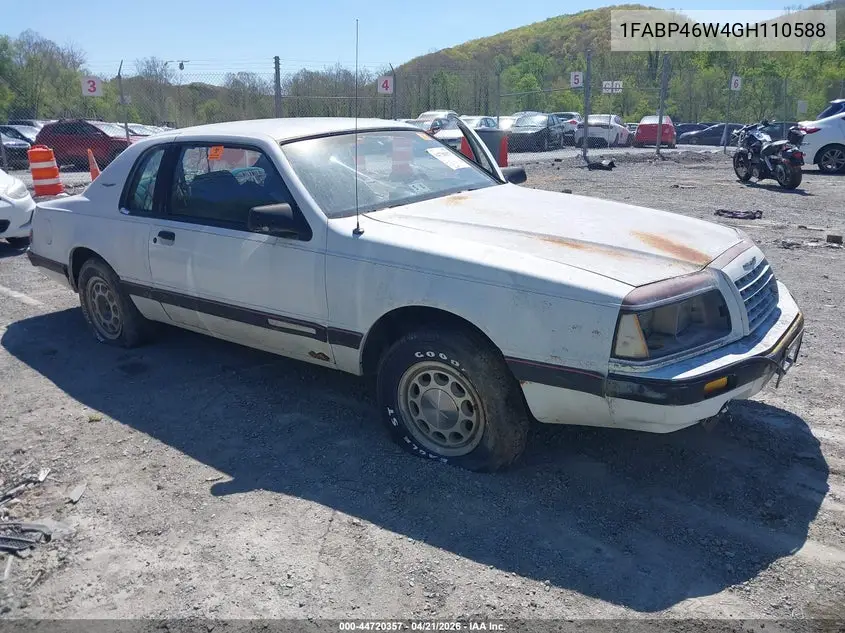 1986 Ford Thunderbird VIN: 1FABP46W4GH110588 Lot: 44720357