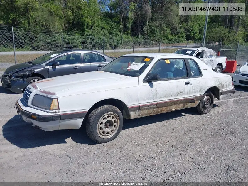 1986 Ford Thunderbird VIN: 1FABP46W4GH110588 Lot: 44720357
