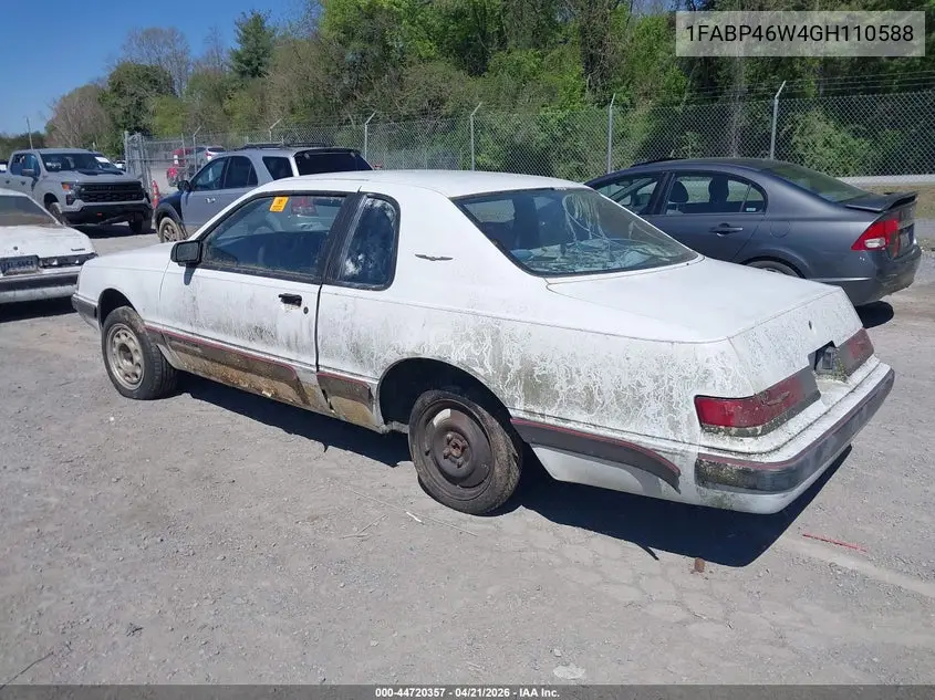 1986 Ford Thunderbird VIN: 1FABP46W4GH110588 Lot: 44720357