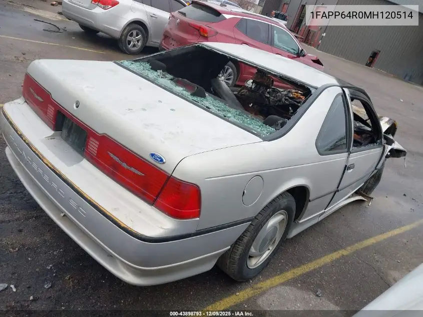 1991 Ford Thunderbird Super Coupe VIN: 1FAPP64R0MH120514 Lot: 43898793