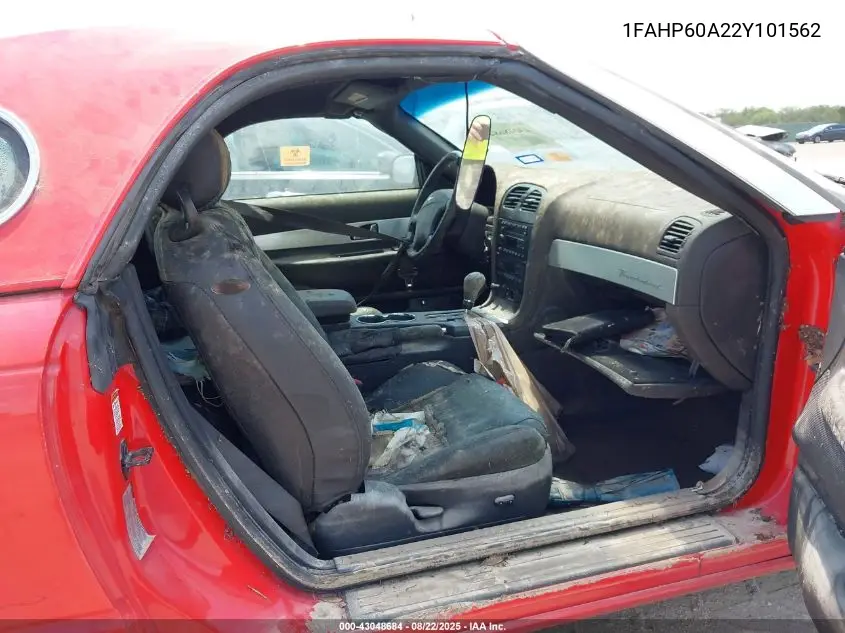2002 Ford Thunderbird VIN: 1FAHP60A22Y101562 Lot: 43048684