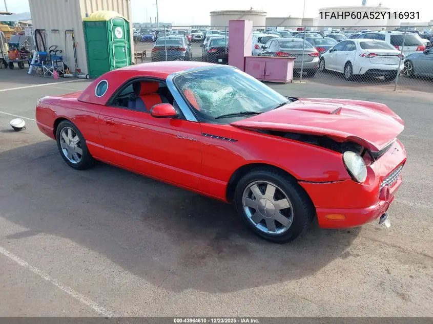 2002 Ford Thunderbird VIN: 1FAHP60A52Y116931 Lot: 43964610