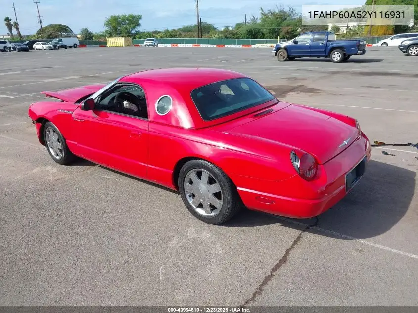 2002 Ford Thunderbird VIN: 1FAHP60A52Y116931 Lot: 43964610