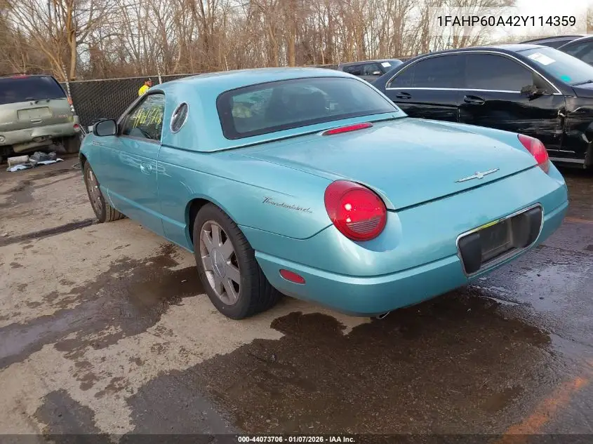 2002 Ford Thunderbird VIN: 1FAHP60A42Y114359 Lot: 44073706