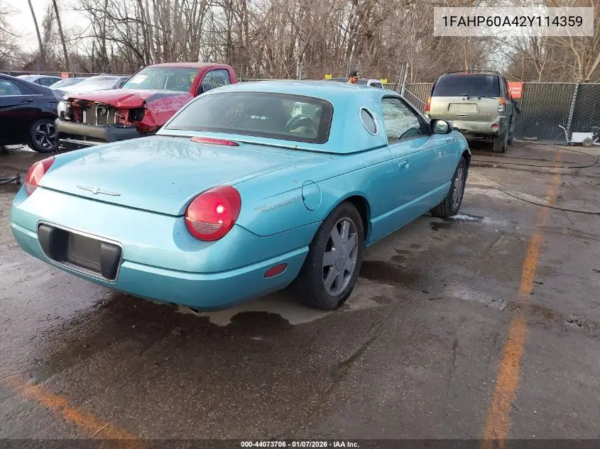 2002 Ford Thunderbird VIN: 1FAHP60A42Y114359 Lot: 44073706
