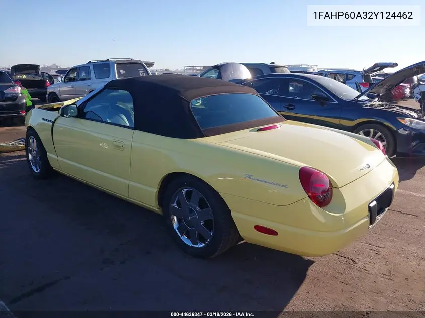 2002 Ford Thunderbird VIN: 1FAHP60A32Y124462 Lot: 44636347