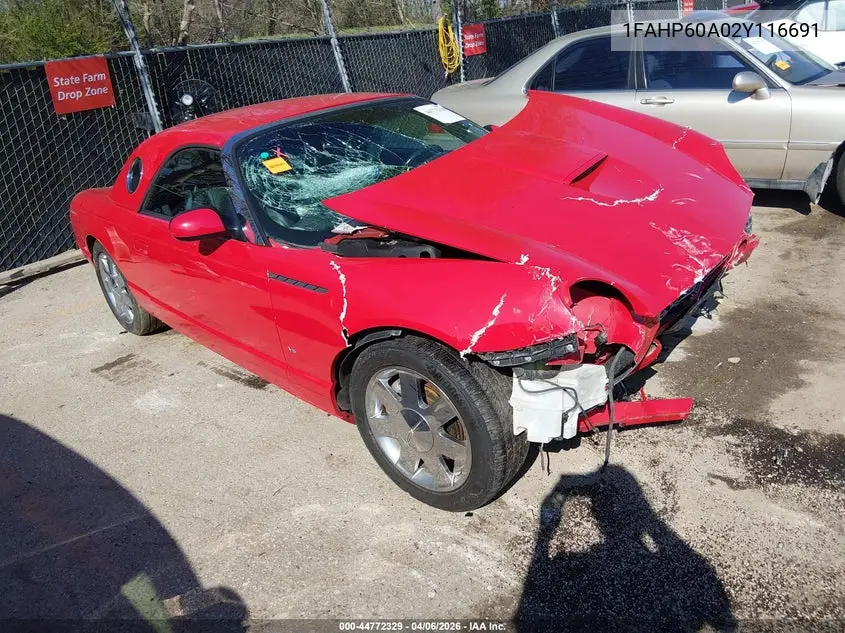2002 Ford Thunderbird VIN: 1FAHP60A02Y116691 Lot: 44772329