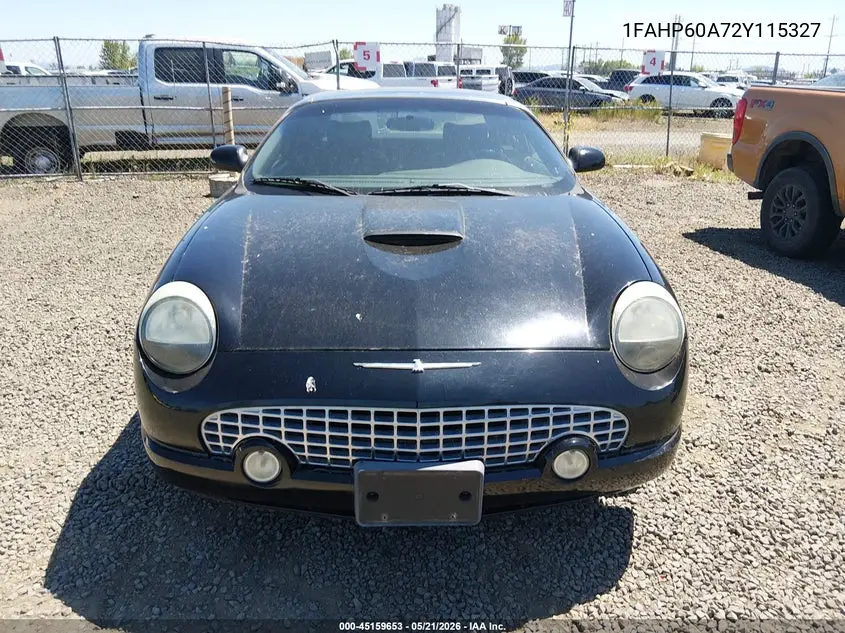 2002 Ford Thunderbird VIN: 1FAHP60A72Y115327 Lot: 45159653