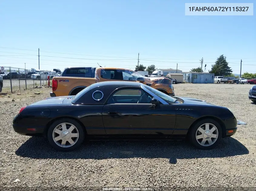 2002 Ford Thunderbird VIN: 1FAHP60A72Y115327 Lot: 45159653