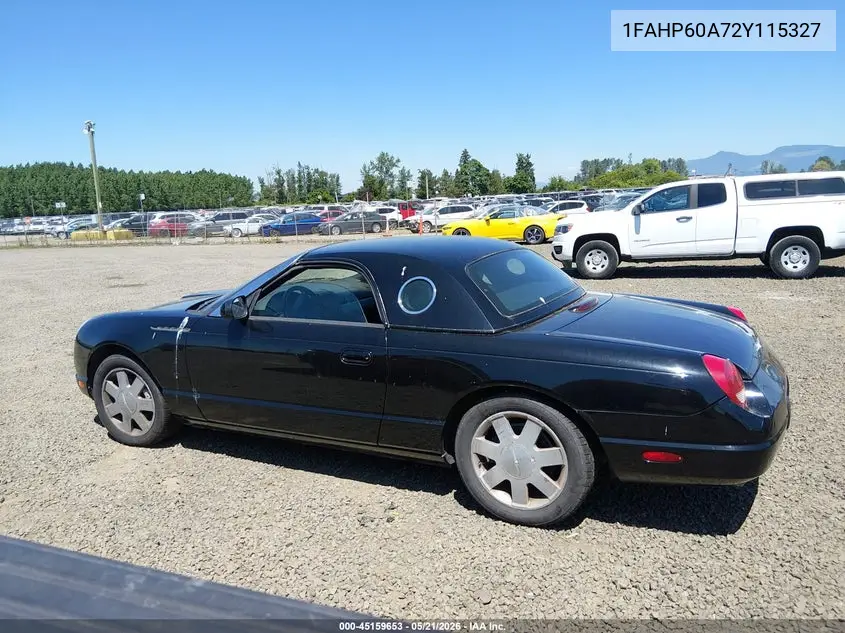 2002 Ford Thunderbird VIN: 1FAHP60A72Y115327 Lot: 45159653