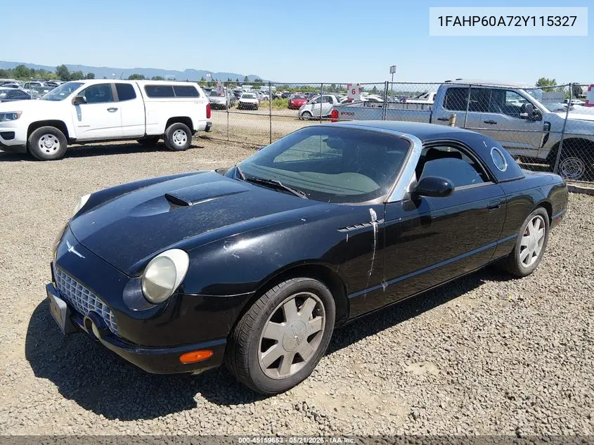 2002 Ford Thunderbird VIN: 1FAHP60A72Y115327 Lot: 45159653