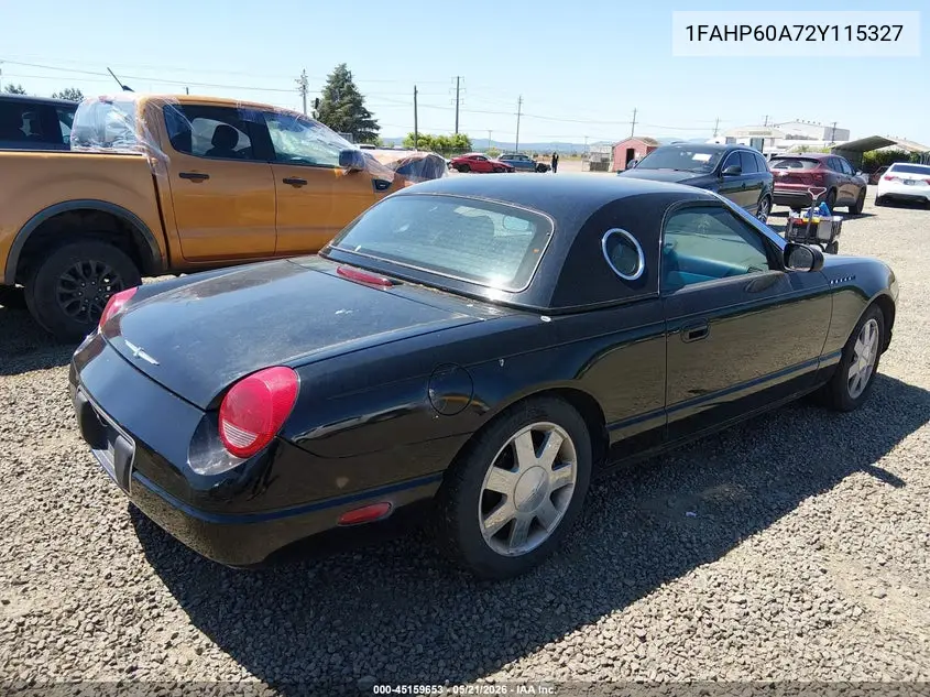 2002 Ford Thunderbird VIN: 1FAHP60A72Y115327 Lot: 45159653