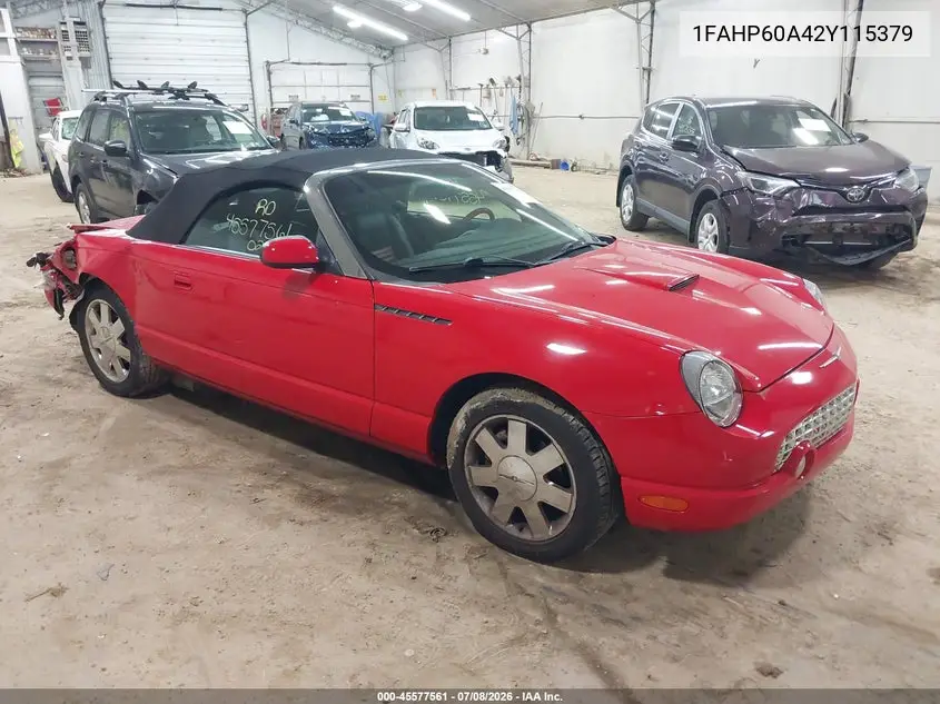 2002 Ford Thunderbird Deluxe/Premium/W/Hardtop Deluxe/W/Hardtop Premium VIN: 1FAHP60A42Y115379 Lot: 45577561