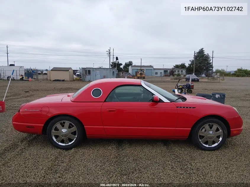 2003 Ford Thunderbird VIN: 1FAHP60A73Y102742 Lot: 45210572