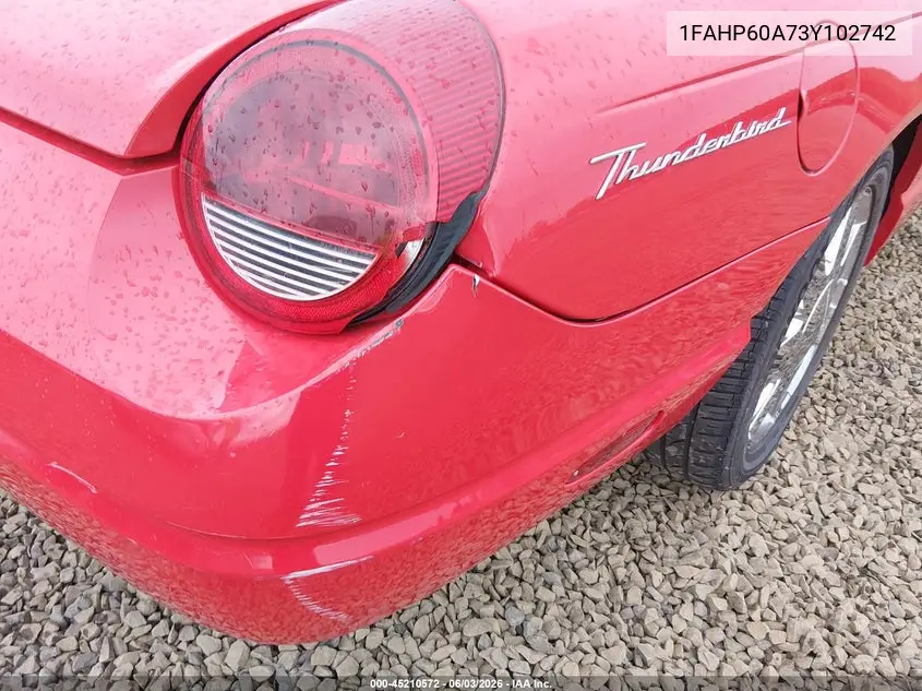 2003 Ford Thunderbird VIN: 1FAHP60A73Y102742 Lot: 45210572