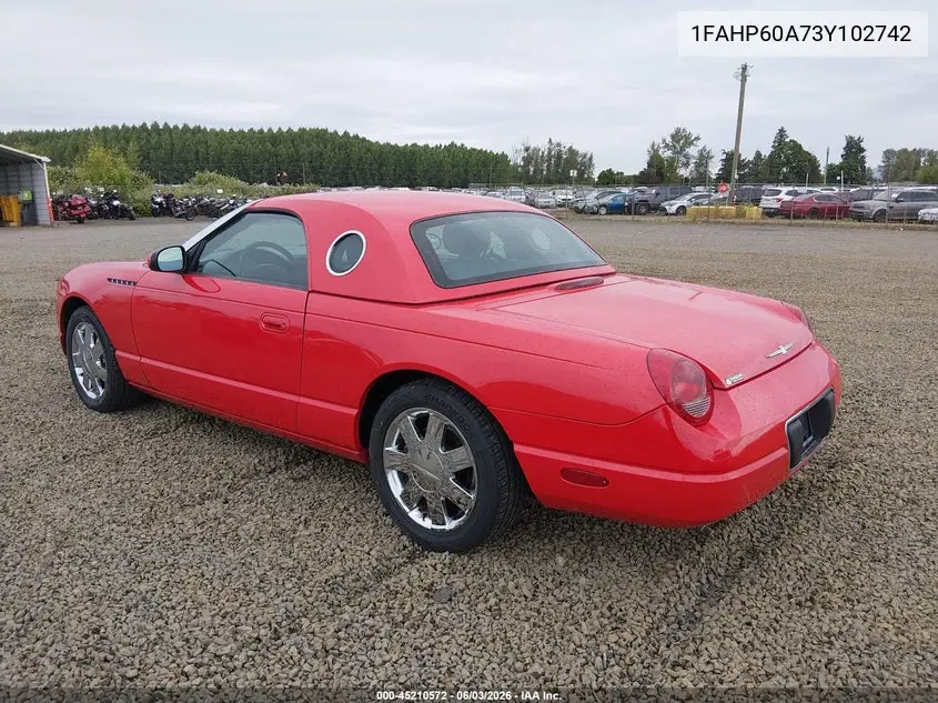 2003 Ford Thunderbird VIN: 1FAHP60A73Y102742 Lot: 45210572