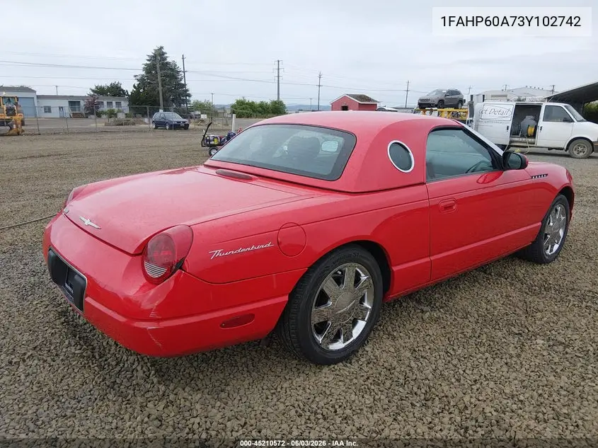 2003 Ford Thunderbird VIN: 1FAHP60A73Y102742 Lot: 45210572