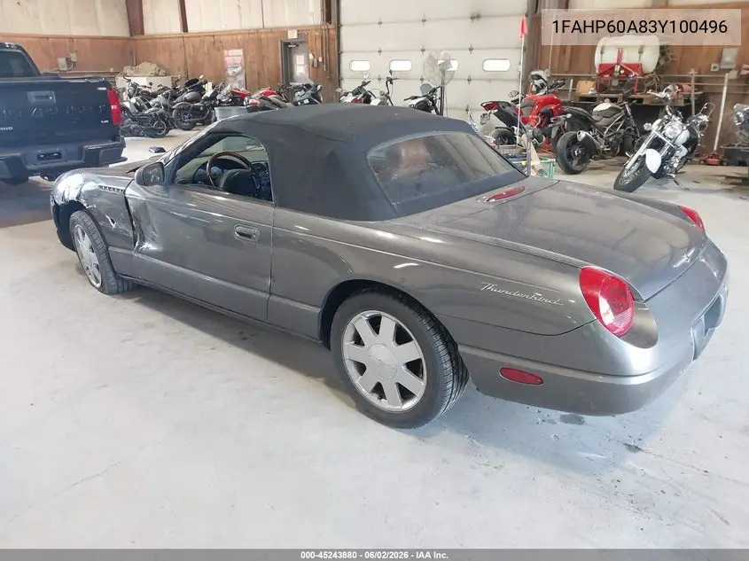 2003 Ford Thunderbird VIN: 1FAHP60A83Y100496 Lot: 45243880