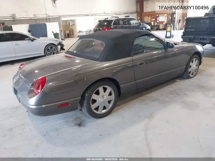 2003 Ford Thunderbird VIN: 1FAHP60A83Y100496 Lot: 45243880