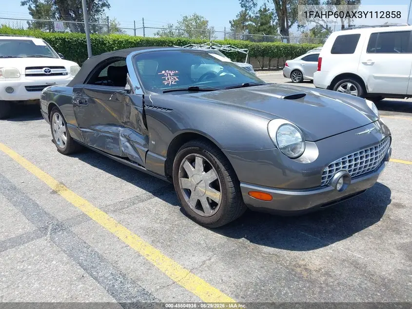 2003 Ford Thunderbird VIN: 1FAHP60AX3Y112858 Lot: 45504936