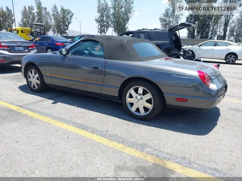 2003 Ford Thunderbird VIN: 1FAHP60AX3Y112858 Lot: 45504936