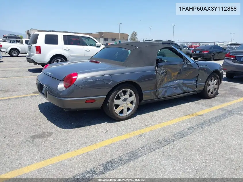 2003 Ford Thunderbird VIN: 1FAHP60AX3Y112858 Lot: 45504936