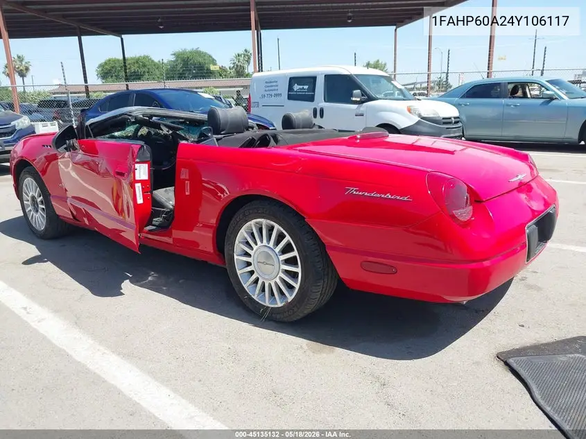 2004 Ford Thunderbird VIN: 1FAHP60A24Y106117 Lot: 45135132