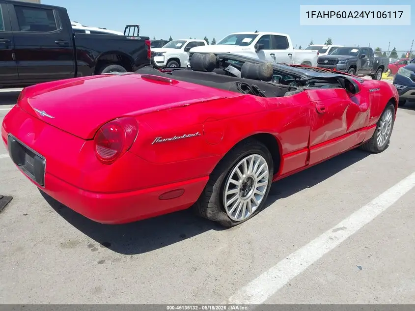 2004 Ford Thunderbird VIN: 1FAHP60A24Y106117 Lot: 45135132