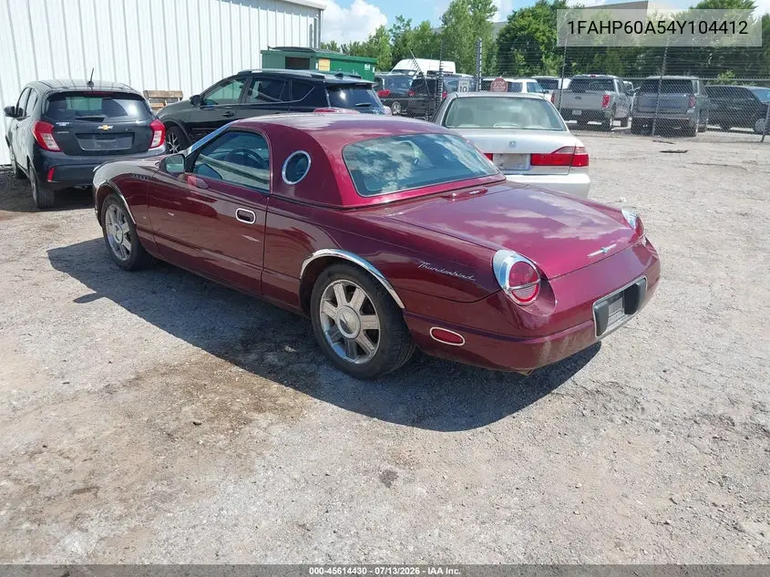 2004 Ford Thunderbird VIN: 1FAHP60A54Y104412 Lot: 45614430