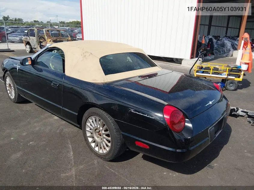 2005 Ford Thunderbird 50Th Anniversary VIN: 1FAHP60A05Y103931 Lot: 45399058