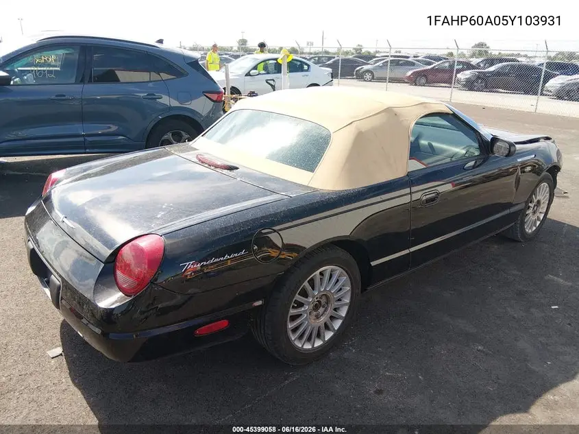 2005 Ford Thunderbird 50Th Anniversary VIN: 1FAHP60A05Y103931 Lot: 45399058