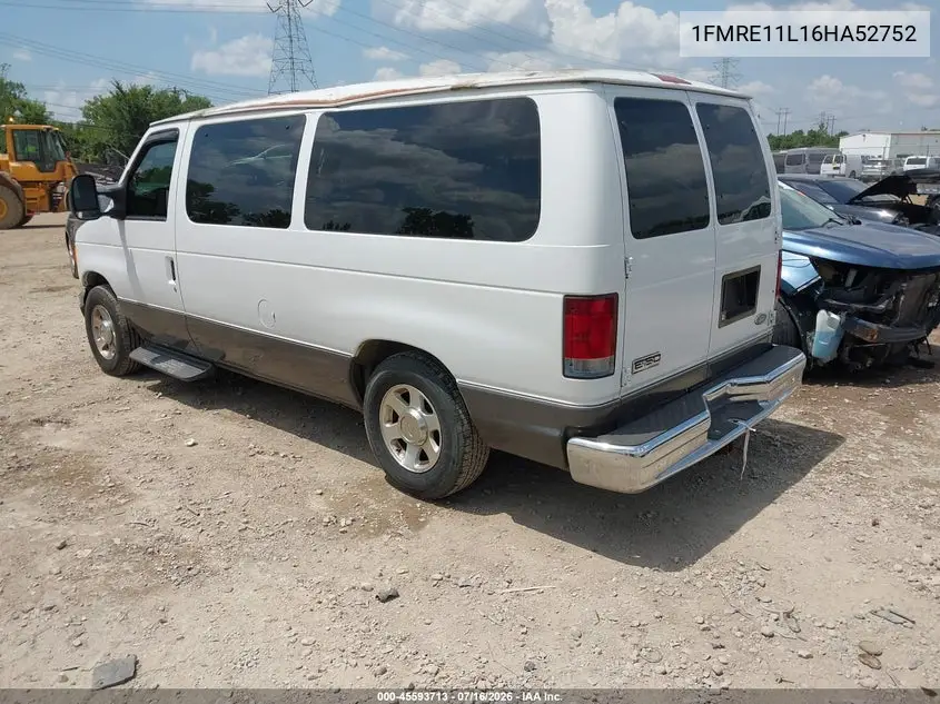 2006 Ford E-150 Xl/Xlt VIN: 1FMRE11L16HA52752 Lot: 45593713