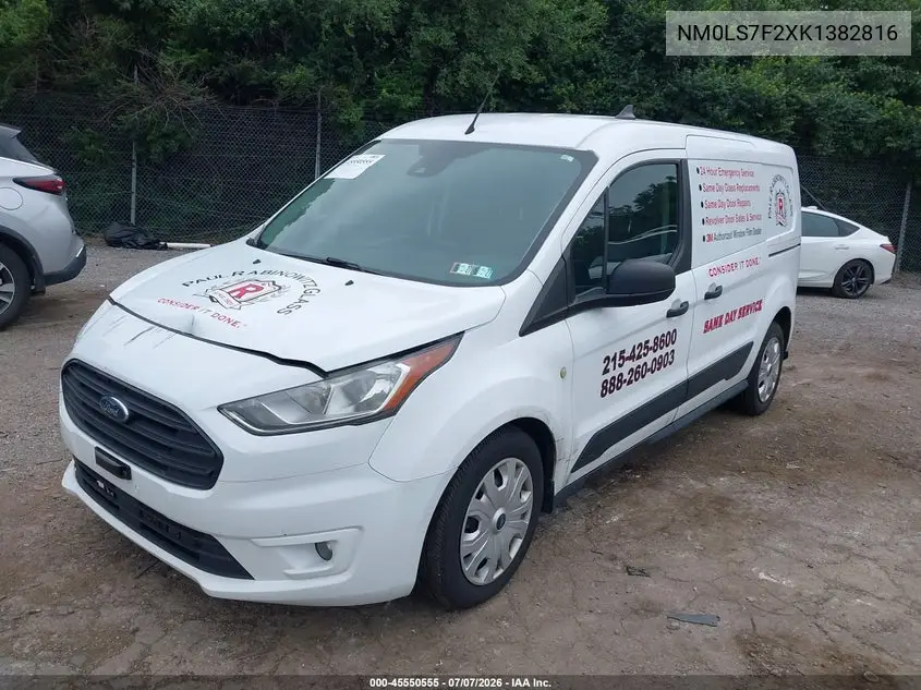2019 Ford Transit Connect Xlt VIN: NM0LS7F2XK1382816 Lot: 45550555