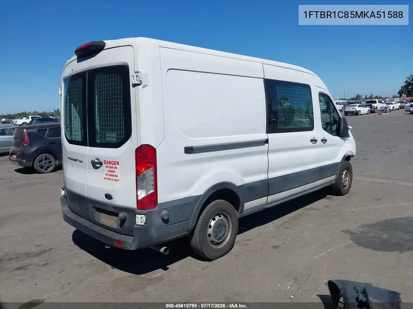2021 Ford Transit-250 VIN: 1FTBR1C85MKA51588 Lot: 45610790