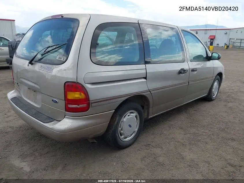 1997 Ford Windstar Gl/Lx VIN: 2FMDA5140VBD20420 Lot: 45617526