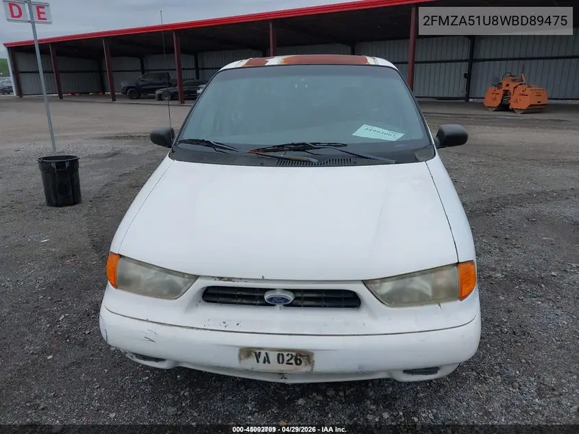 1998 Ford Windstar Base 3.0/Gl VIN: 2FMZA51U8WBD89475 Lot: 45002709