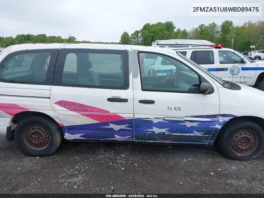 1998 Ford Windstar Base 3.0/Gl VIN: 2FMZA51U8WBD89475 Lot: 45002709