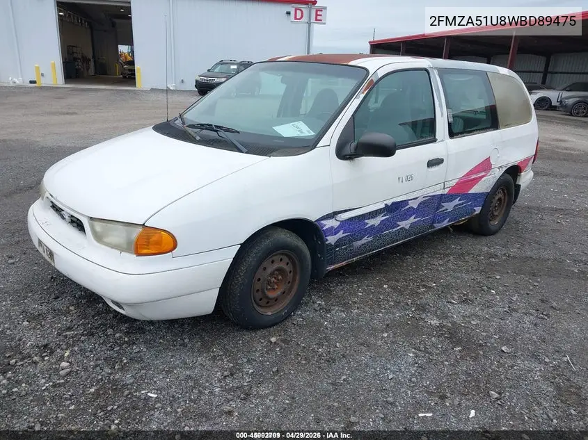 1998 Ford Windstar Base 3.0/Gl VIN: 2FMZA51U8WBD89475 Lot: 45002709