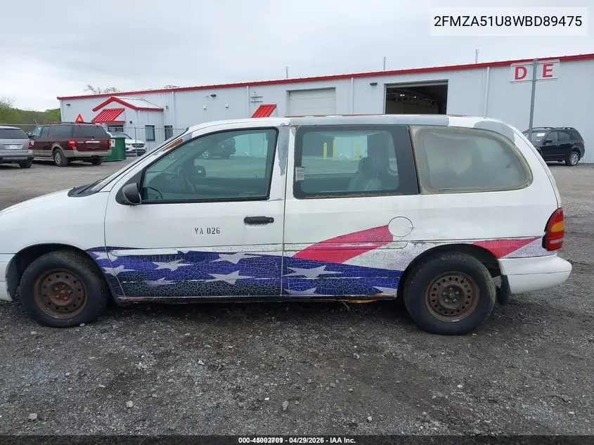 1998 Ford Windstar Base 3.0/Gl VIN: 2FMZA51U8WBD89475 Lot: 45002709