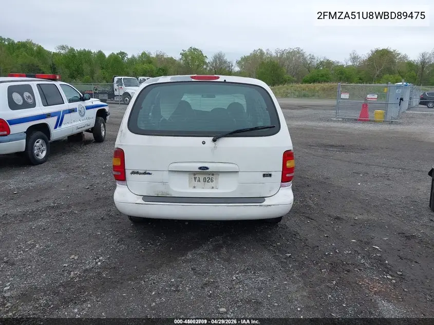 1998 Ford Windstar Base 3.0/Gl VIN: 2FMZA51U8WBD89475 Lot: 45002709