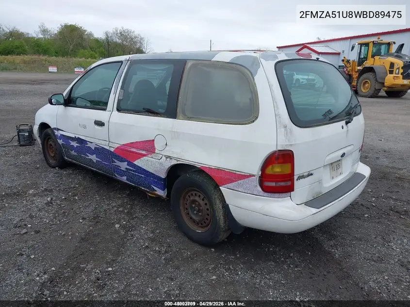 1998 Ford Windstar Base 3.0/Gl VIN: 2FMZA51U8WBD89475 Lot: 45002709
