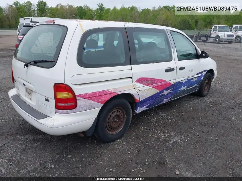 1998 Ford Windstar Base 3.0/Gl VIN: 2FMZA51U8WBD89475 Lot: 45002709
