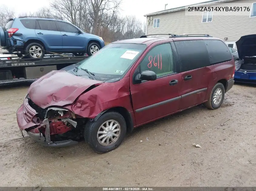2000 Ford Windstar Lx VIN: 2FMZA514XYBA59176 Lot: 44418611