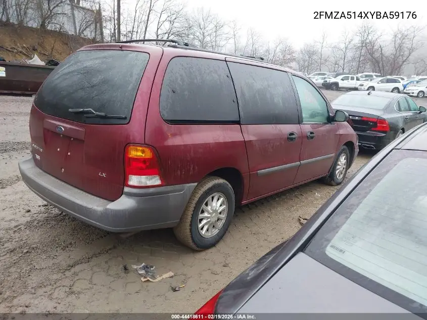 2000 Ford Windstar Lx VIN: 2FMZA514XYBA59176 Lot: 44418611