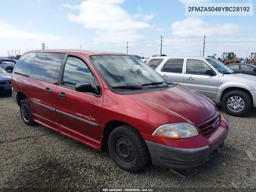 2000 Ford Windstar VIN: 2FMZA5048YBC28192 Lot: 45055068